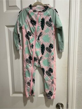 SwimZip NWOT Sunsuit - Long Sleeve Romper Swimsuit | "Palm Breeze" | 2T